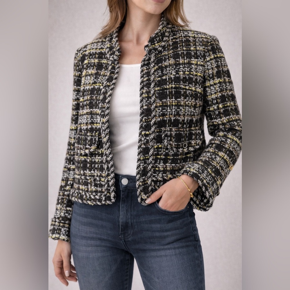 NWT Grace Elements Tweed Blazer | Brown, Yellow & Cream | Size 14W